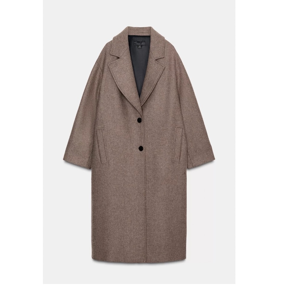 Zara Oversized Wool Coat with Contrast Cuff - NWT